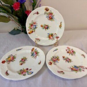 Vintage Coalport Sevres Floral Embossed Side Plates – England Porcelain with Vib